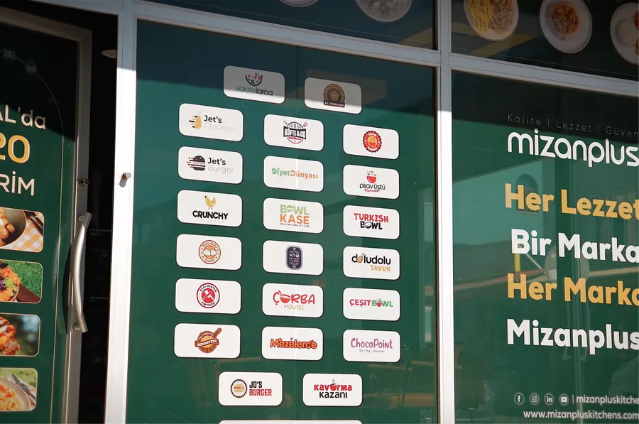 Mizanplus markalarının yer aldığı mağaza vitrini