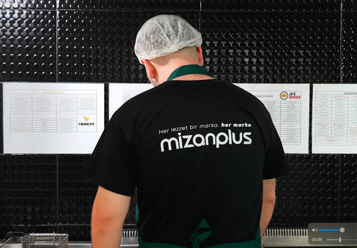 Mizanplus mutfağında reçete panolarının önündeki ekip